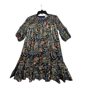 Porter Women's Smoked Front & Sleeve Ruffle Hem Lined Tent Dress SZ 10 Pre-Owned